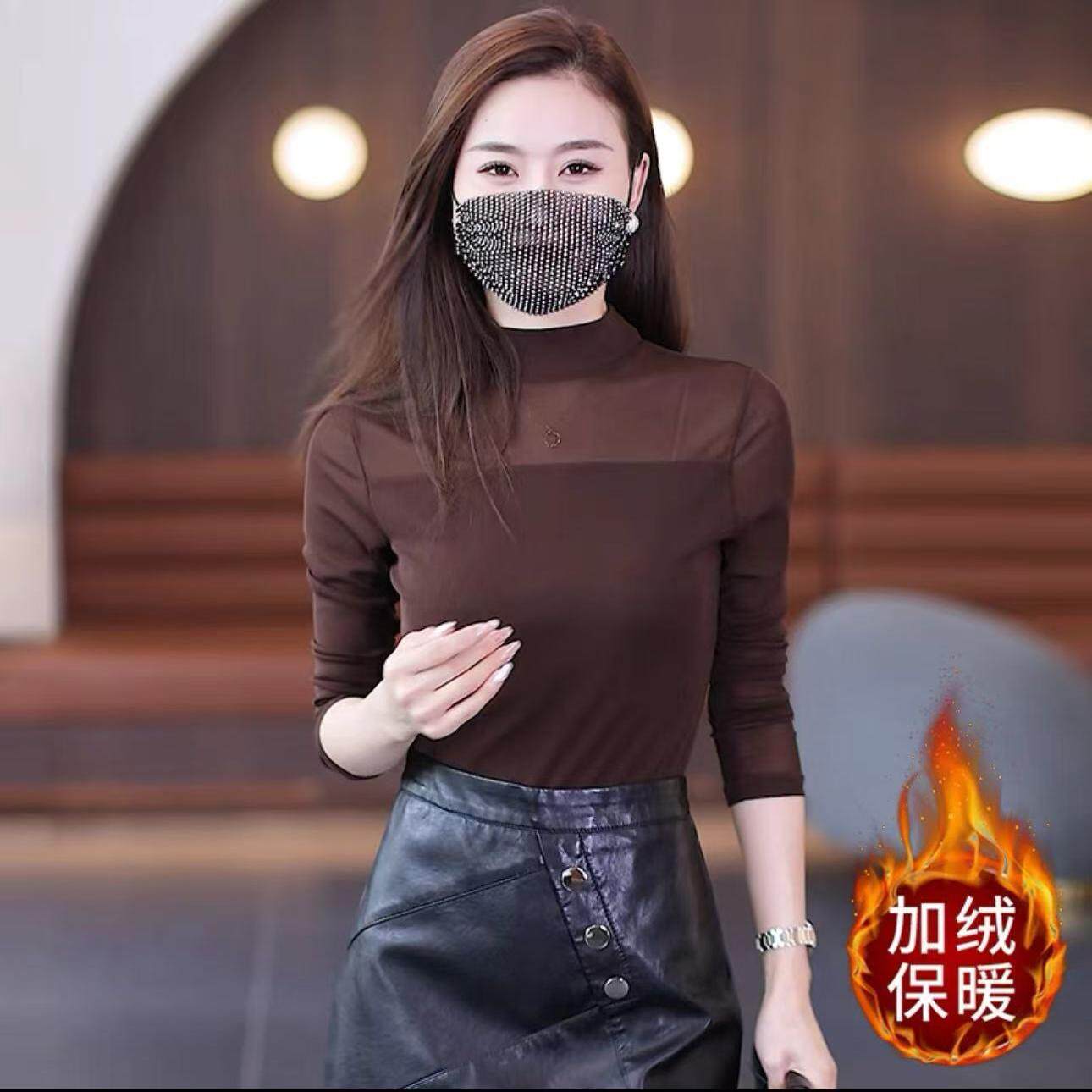 春季新款半高领显瘦长袖打底T恤