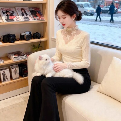 高级感蕾丝打底衫女冬季新款