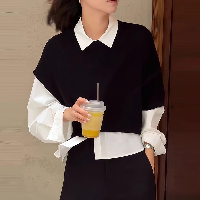 黑色不规则披肩女春秋显瘦百搭