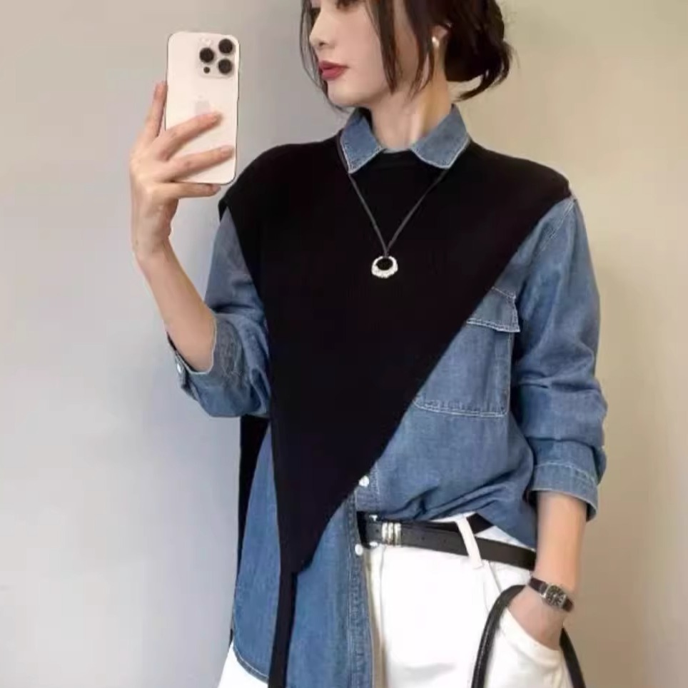 秋冬新款斜肩女披肩高级感复古小众设计三角针织披肩叠穿潮流马甲