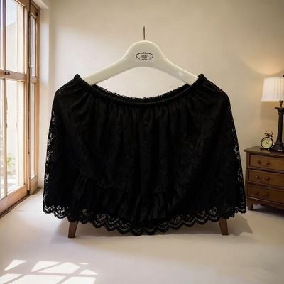 黑色蕾丝半身裙女薄款花边叠穿