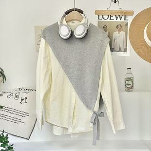 新款 马甲高级感小众设计洋气三角斜边飘带针织披肩外搭叠穿女 韩版