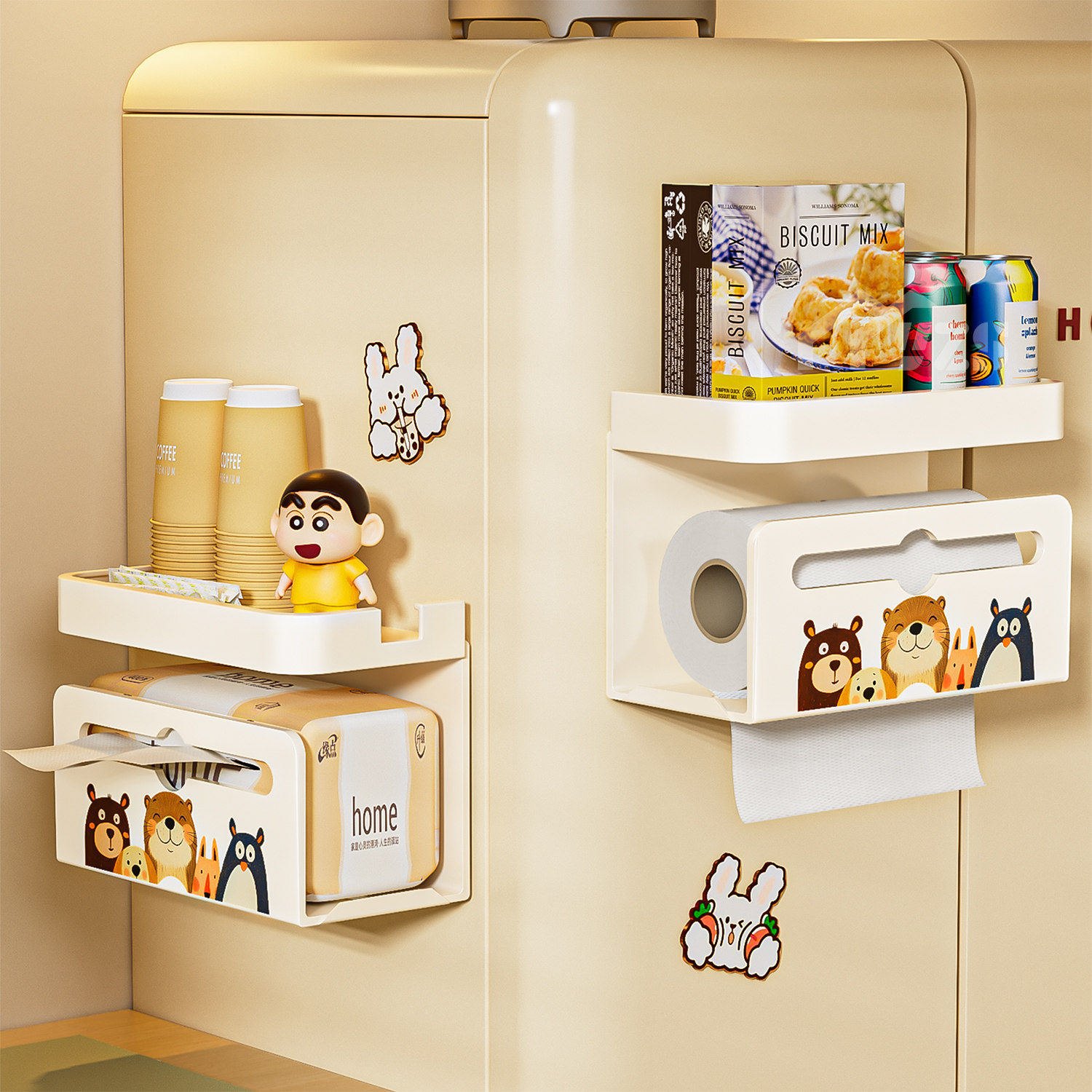 磁吸纸巾盒冰箱侧面置物架厨房纸巾架子湿巾纸收纳盒纸挂架抽纸盒