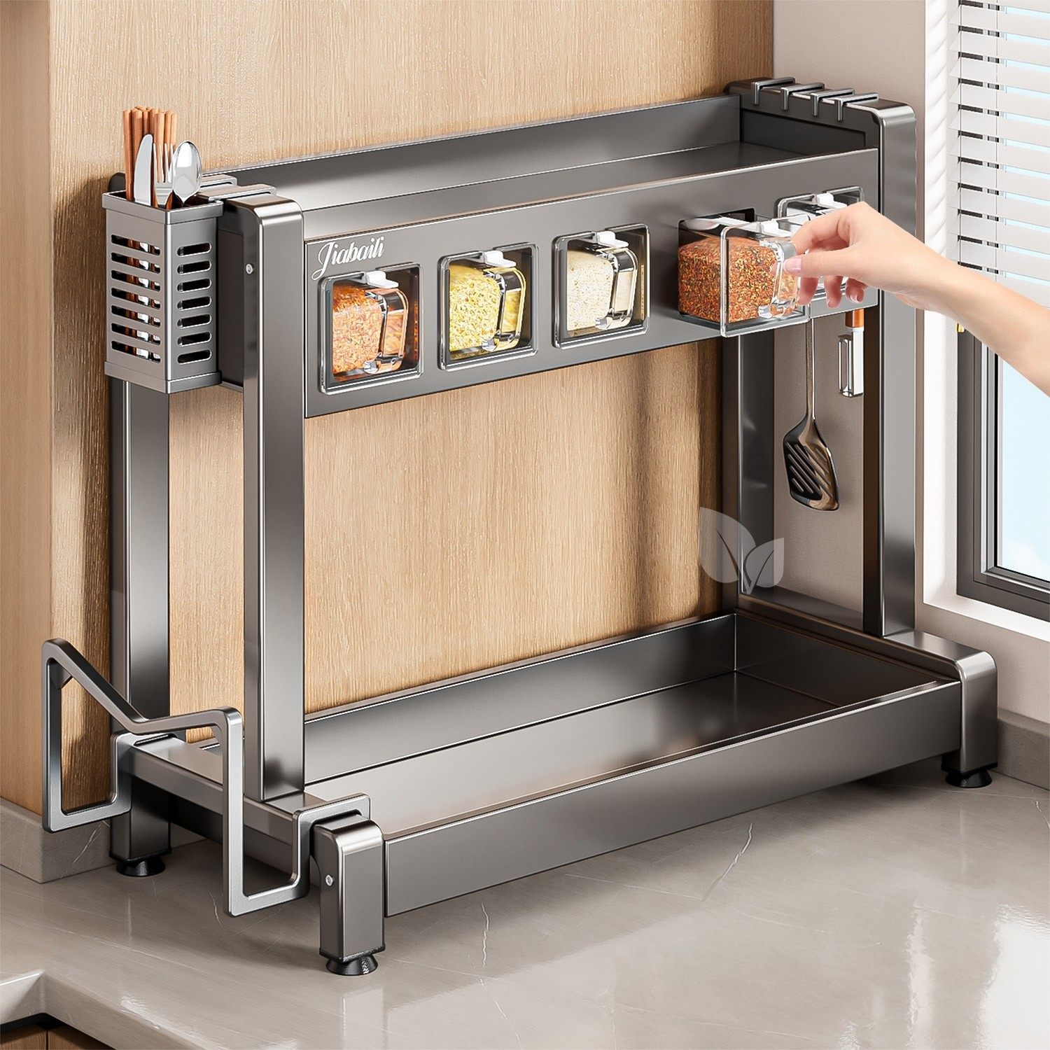 枪灰厨房调料置物架盐调味品盒罐多功能刀架家用台面多层收纳架子,厨房/烹饪用具,调料置物架,淘宝优惠券,粉丝福利购,淘宝优惠卷