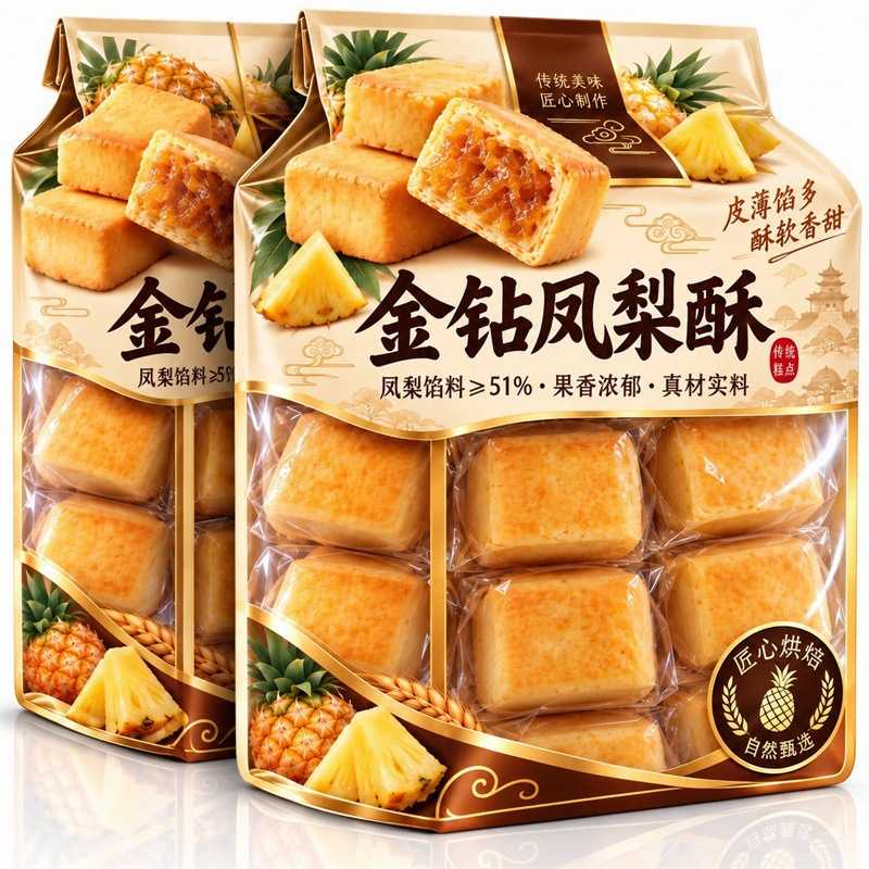 正宗台湾特产金钻凤梨酥铁盒传统中式糕点心早餐零食休闲小吃糕点