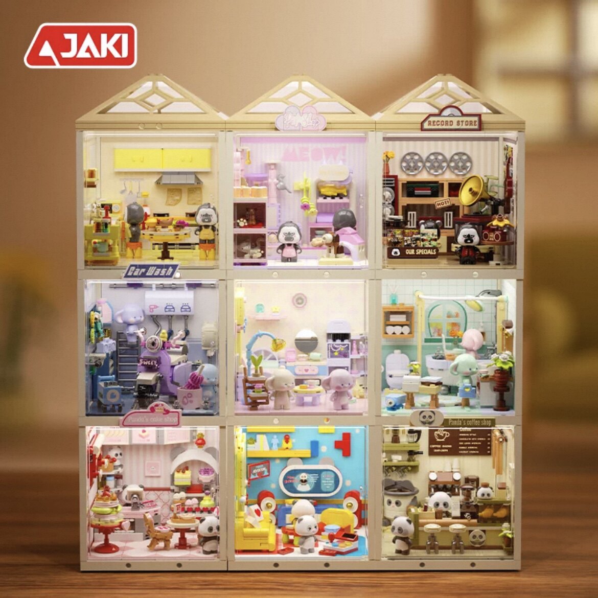 JAKI佳奇超级小镇diy叠叠小屋拼搭街景微缩房子摆件益智积木玩具