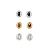 印记系列 复古圆环耳钉镶嵌虎眼石精致925银针耳饰