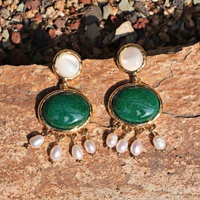 『夏威夷』小众设计贝母珍珠彩色耳饰春夏度假搭配耳钉耳夹女