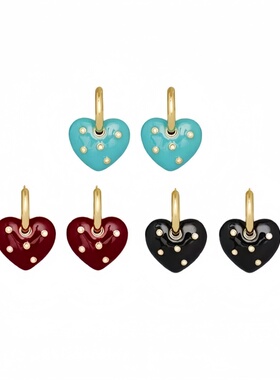 田曦薇章若楠同款波提切利耳环珐琅爱心小众设计师耳环原创