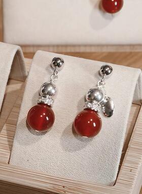 【福禄·玺】原创红色葫芦925银耳钉本命年新中式耳饰品送礼物