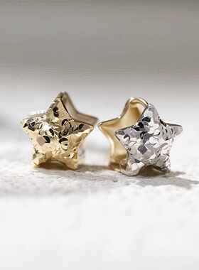 碎冰冰鱼鳞刻花爆闪五角星星双面双色耳扣甜美ins吸睛耳环女