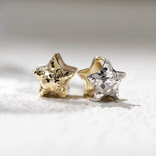 碎冰冰鱼鳞刻花爆闪五角星星双面双色耳扣甜美ins吸睛耳环女