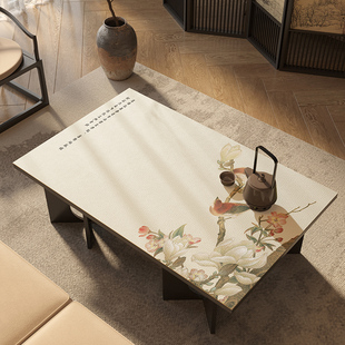 中式宋代美学茶几桌垫高档餐桌桌布防水防油免洗皮革电视柜盖布垫