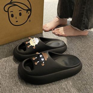 夏季 男女可爱EVA小煤球拖鞋 外穿居家用防滑踩屎感软底洗澡凉拖防