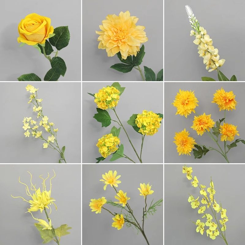 仿真婚庆黄色绢花装饰百合花莲花布置婚礼堂洋牡丹吊顶花材路引花
