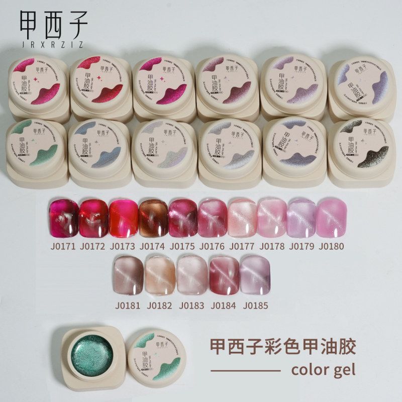 爆闪玻璃珠猫眼胶2025新款小黄瓶罐装指甲油胶套装美甲店专用批发