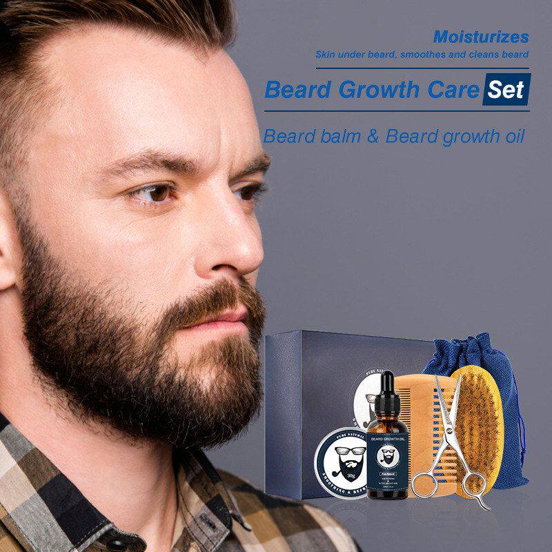 跨境胡须套装 男士胡子油胡须油胡须膏滋养塑型胡须护理套现货