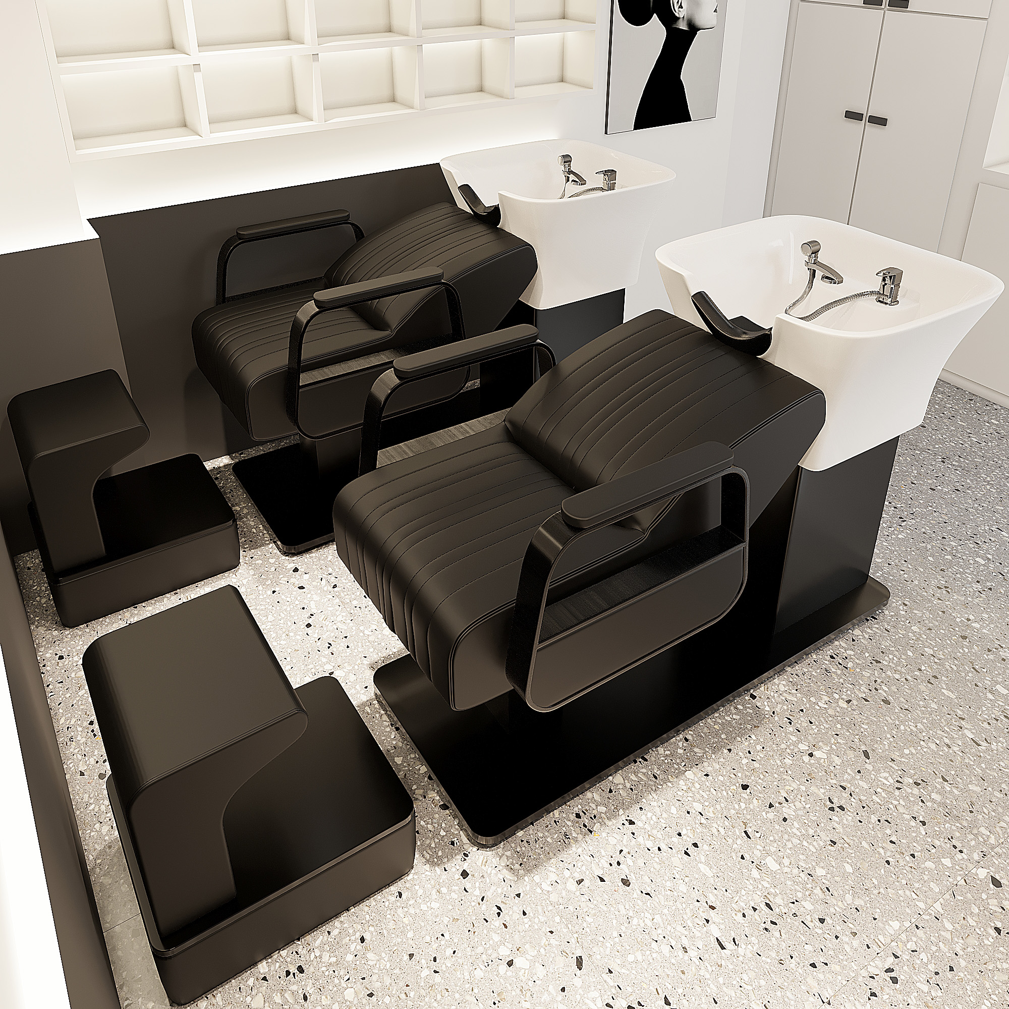 高档洗头床发廊专用不锈钢陶瓷盆