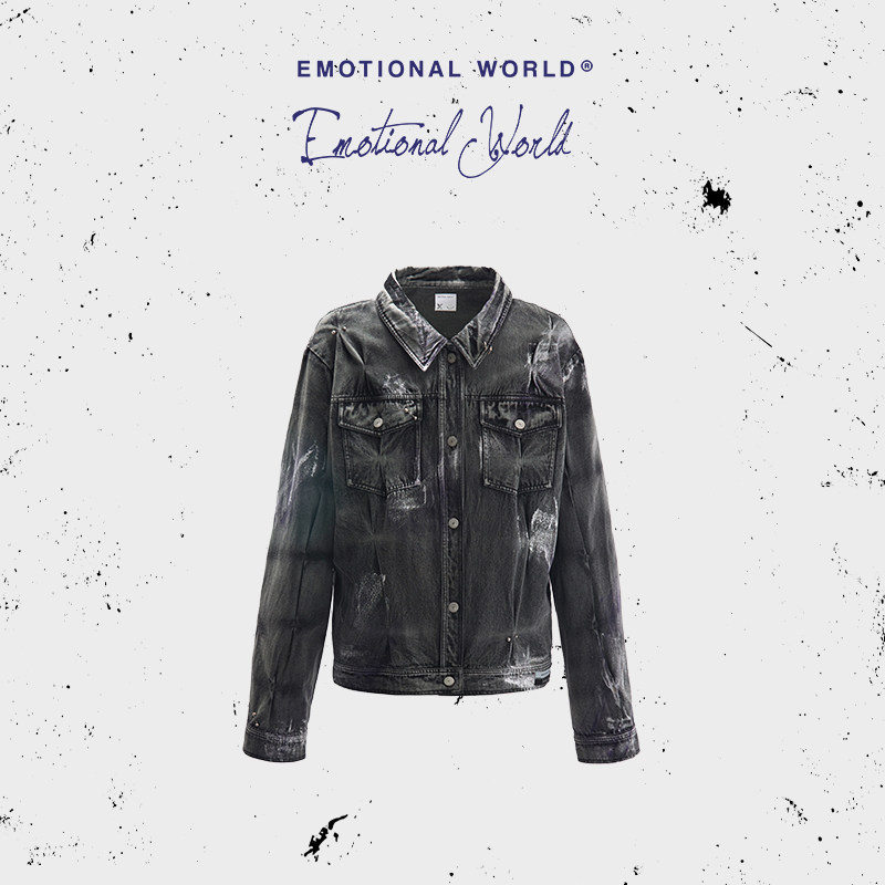 Emotional world2026春夏新款高级感水洗做旧牛仔夹克外套