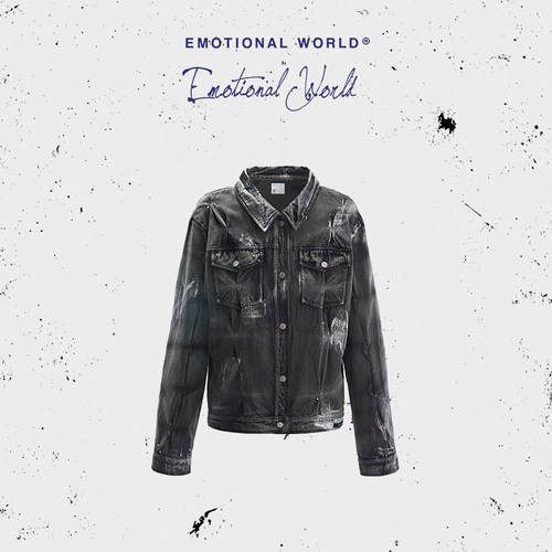 Emotional world2026春夏新款高级感水洗做旧牛仔夹克外套