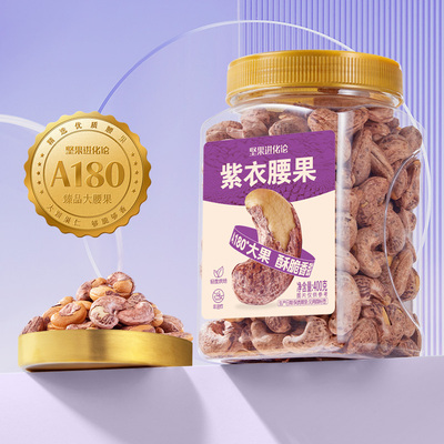 坚果进化论A180紫衣腰果400g罐装