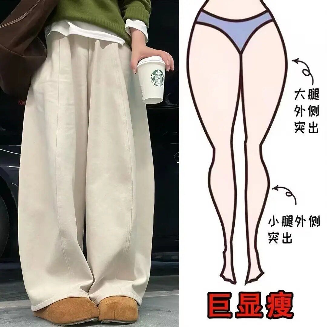 弯刀休闲阔腿裤女大码春夏2026新款胖mm宽松显瘦气球工装休闲裤子
