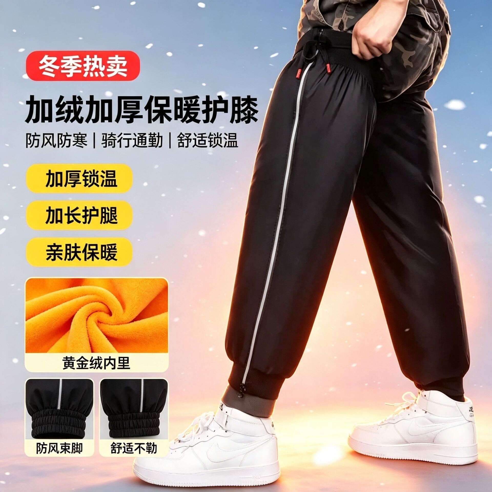 电动车护膝防寒防风防雨雪加厚反光外卖骑行护腿神器男女通用