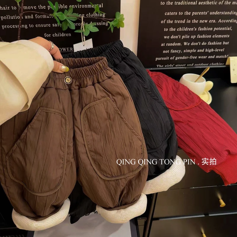 儿童棉裤加厚男童加绒加厚冬棉裤韩版女童宝宝保暖裤外穿加厚棉裤