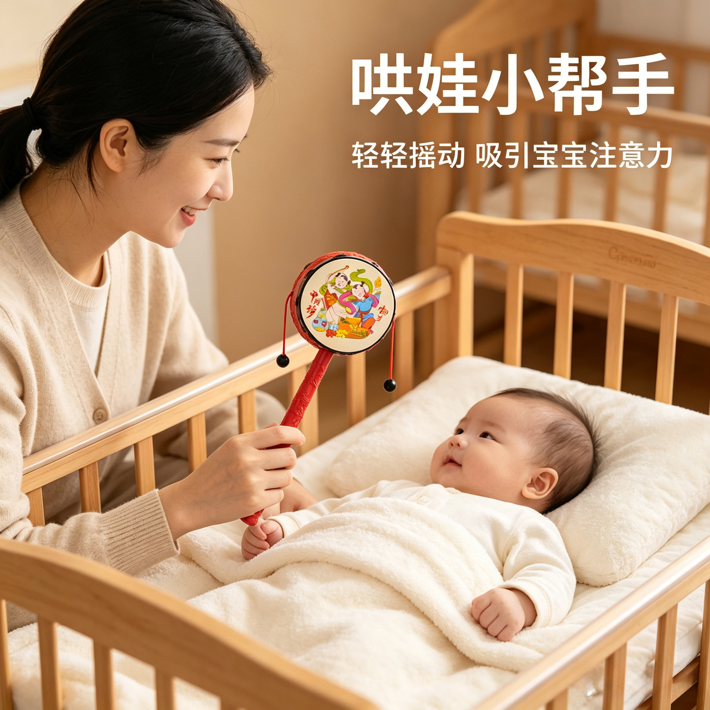 拨浪鼓婴儿玩具手摇波鼓