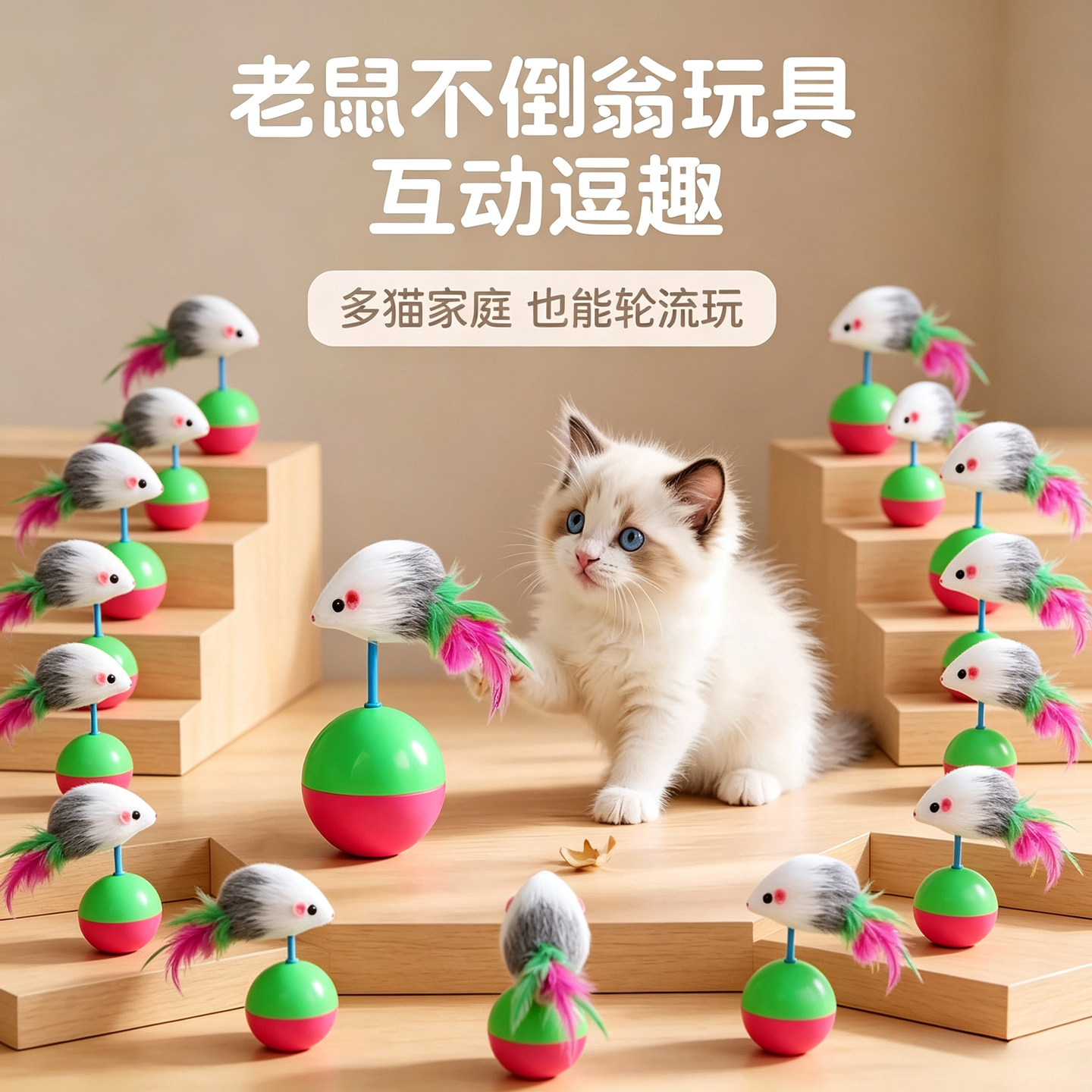 猫玩具不倒翁老鼠猫咪自嗨逗猫