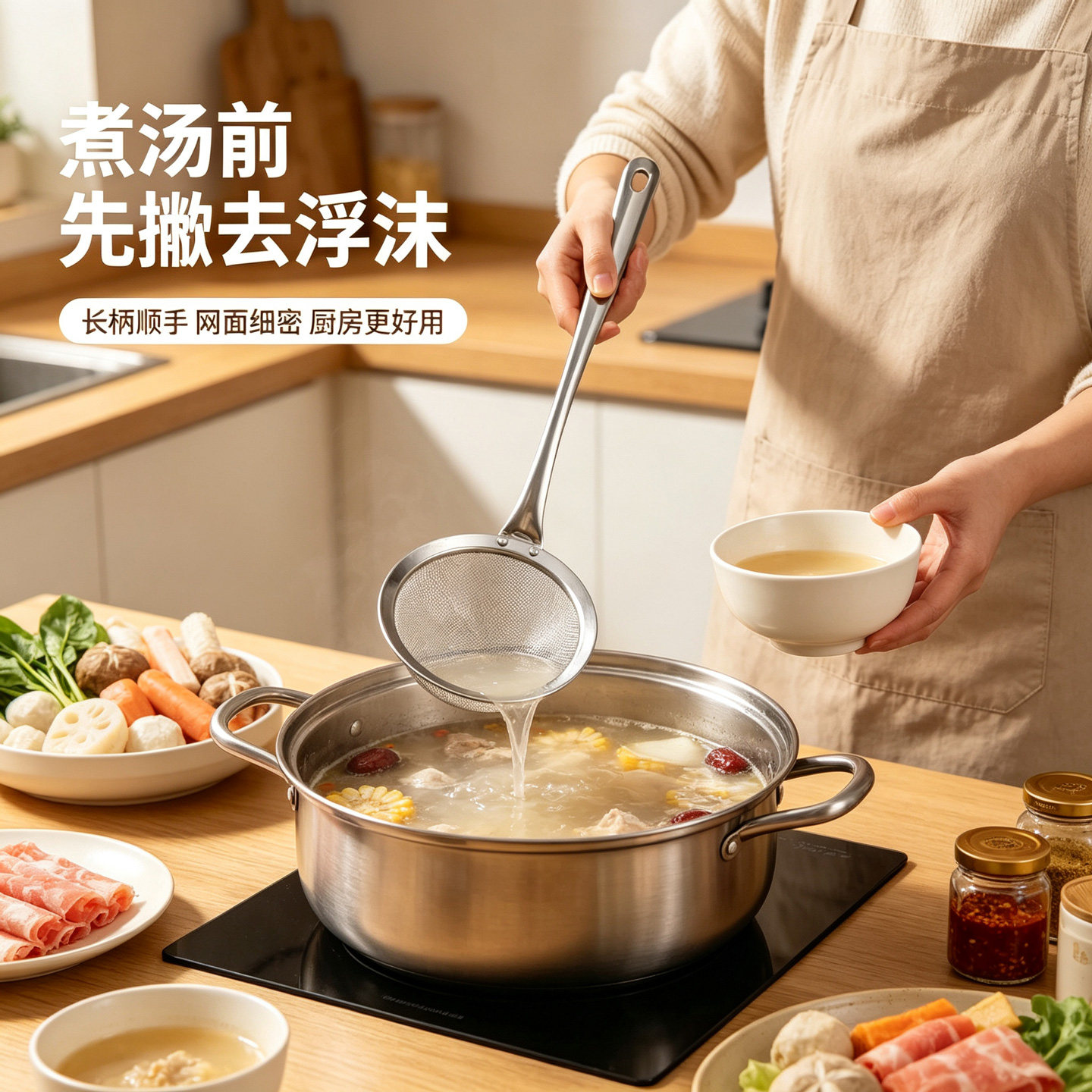 不锈钢豆浆过滤网筛家用厨房超细滤网滤勺捞勺火锅隔油漏勺漏网勺