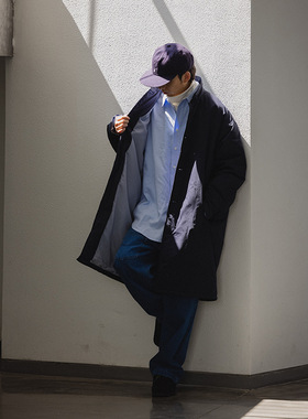 Hungry Artist冬季夹棉加厚中长款风衣男潮牌复古纯色Cityboy外套