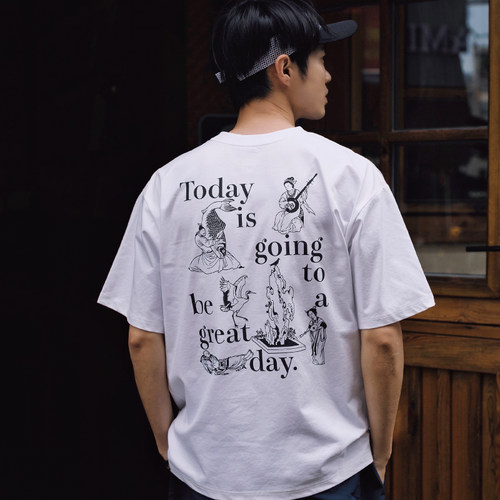 国风大印花神仙古人短袖