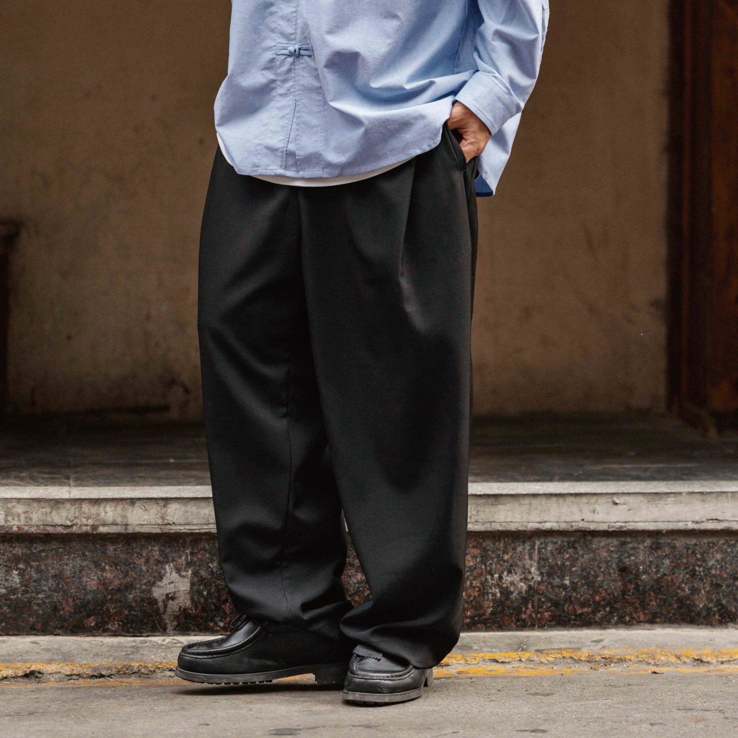 垂坠感休闲西裤日系复古纯色百搭