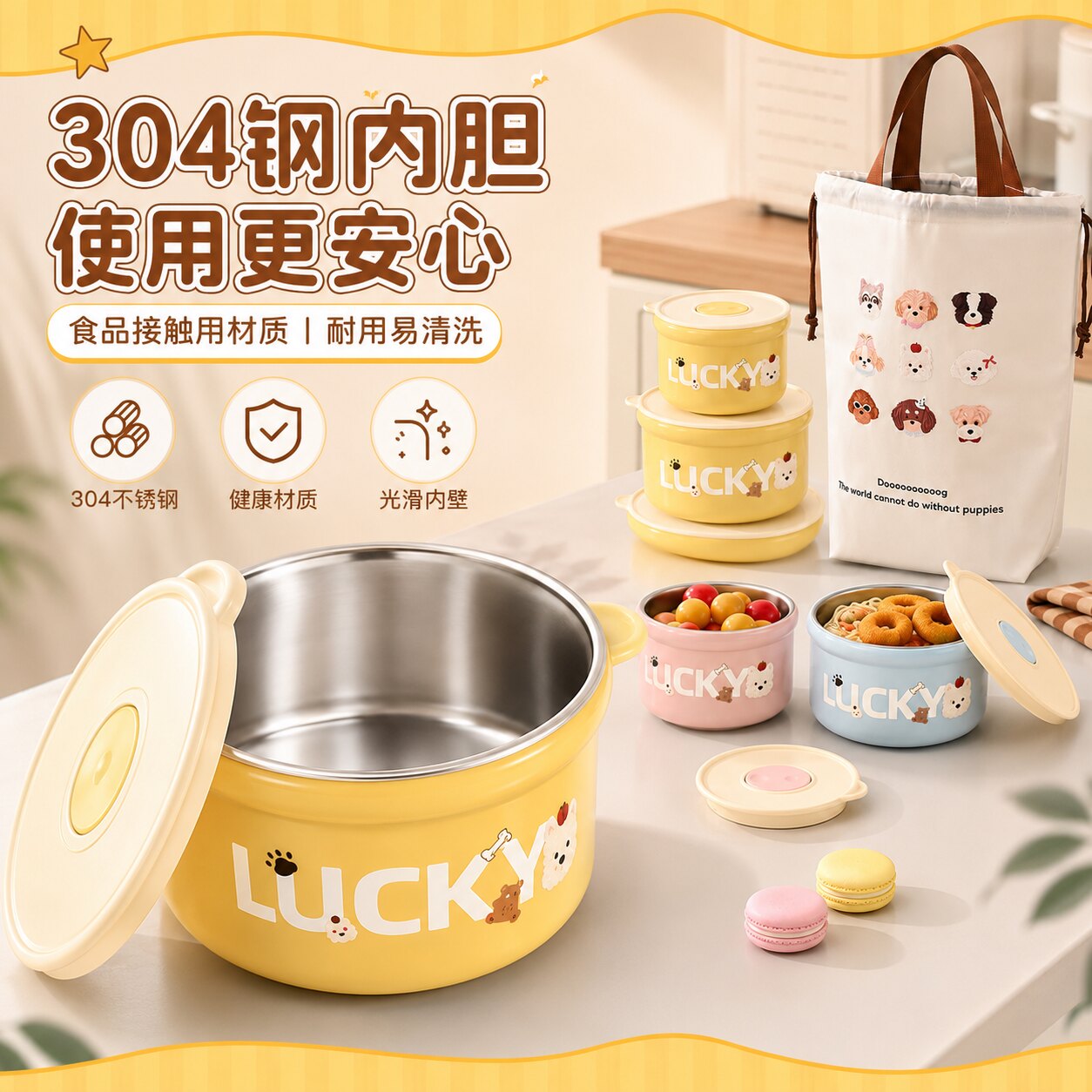 304食品级不锈钢保温饭盒