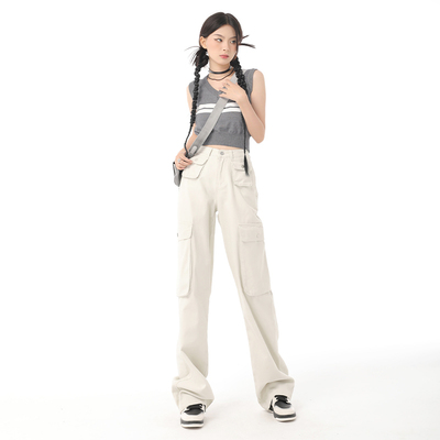 美式工装牛仔裤女加长BRN