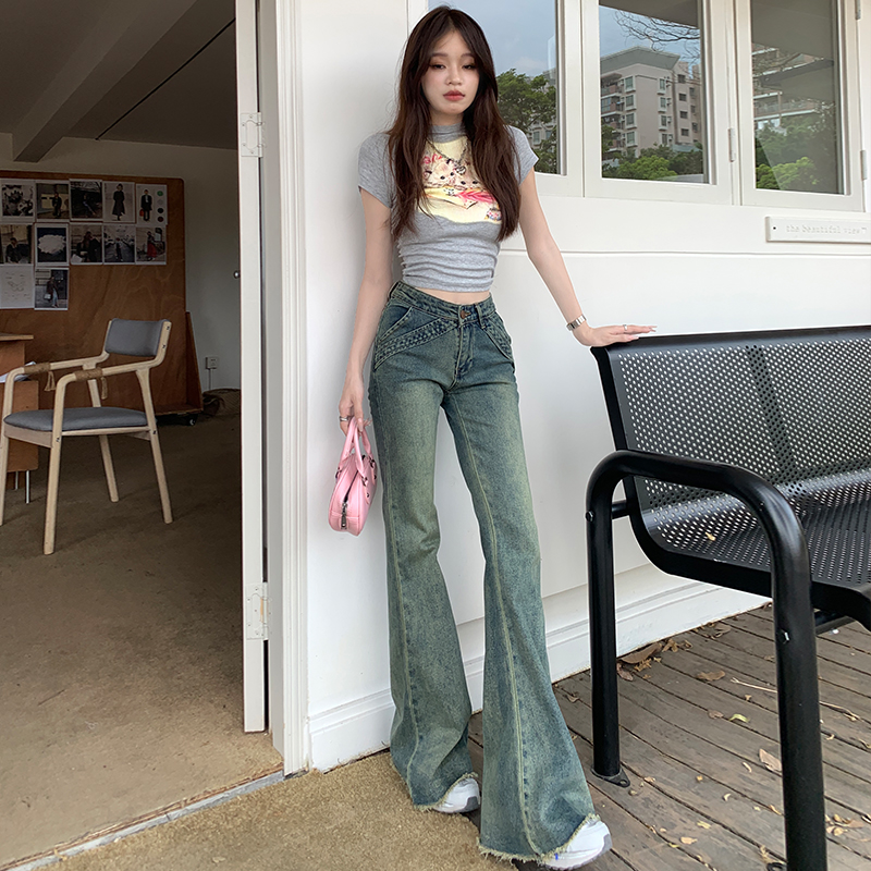 微喇低腰修身显瘦牛仔裤女