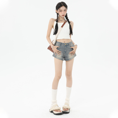 设计感牛仔短裤女显瘦热裤