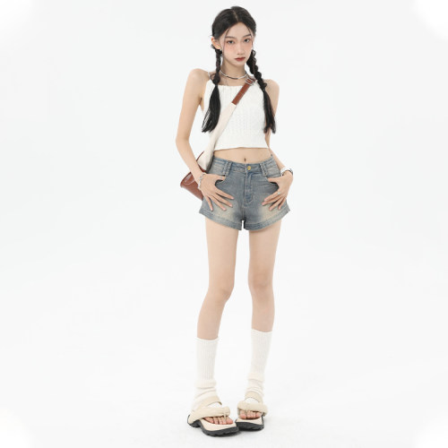 设计感牛仔短裤女显瘦热裤