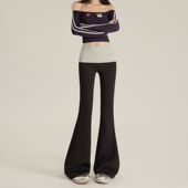 黑色双拼微喇叭裤 女2025年新款 高腰垂感休闲卫裤 BRN春季 马蹄裤 潮