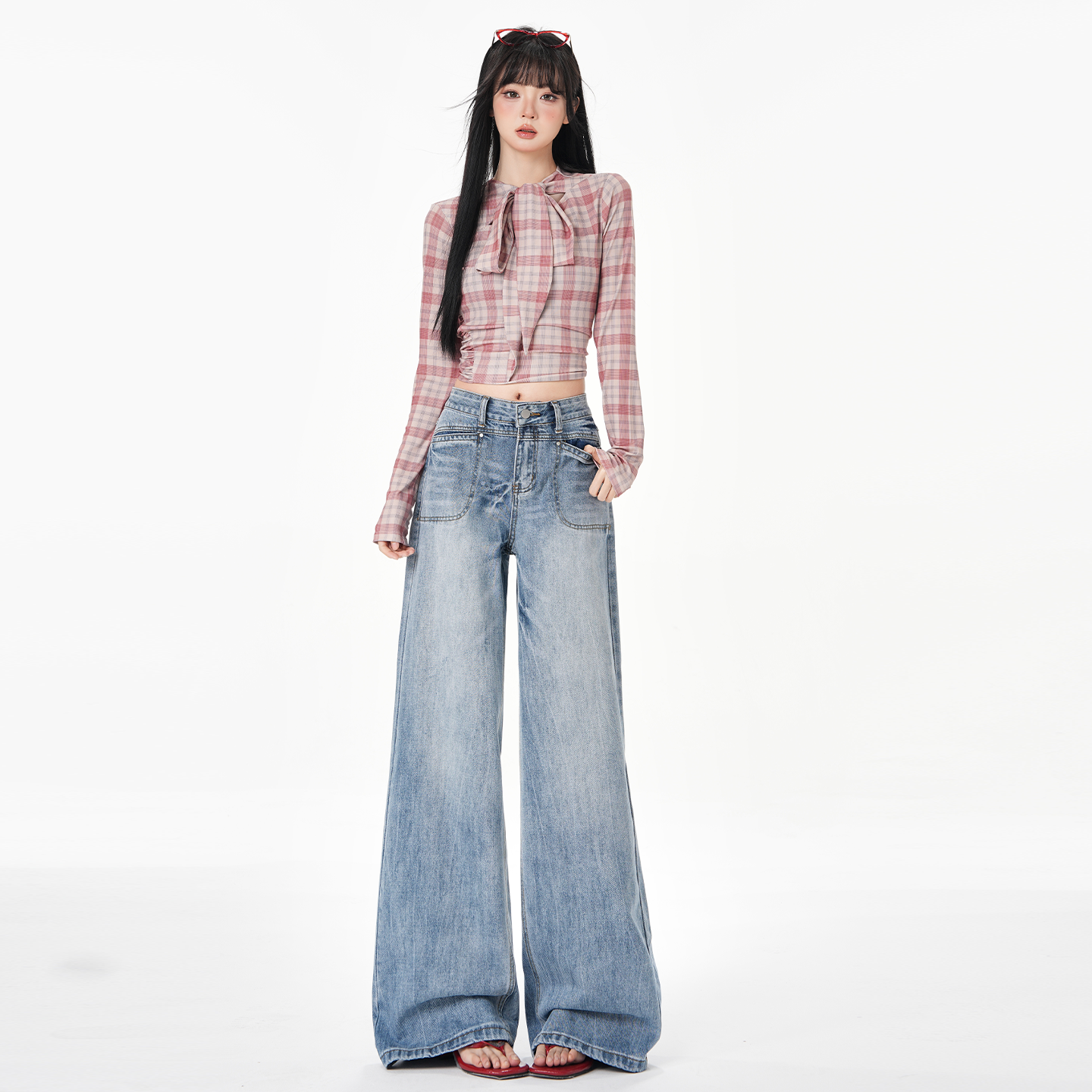 BRNZ设计感美式高街水洗阔腿裤女复古风宽松遮肉显瘦百搭牛仔长裤,女装/女士精品,牛仔裤,淘宝优惠券,粉丝福利购,淘宝优惠卷