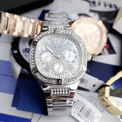 镶钻三眼原装防水手表GUESS欧美