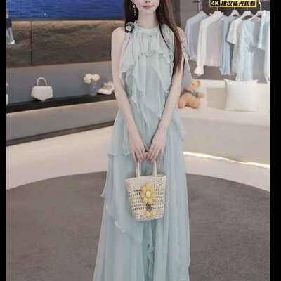 ANNELILY安一凡碧夏夏季新款温柔浪漫仙女风连衣裙AQ2605070