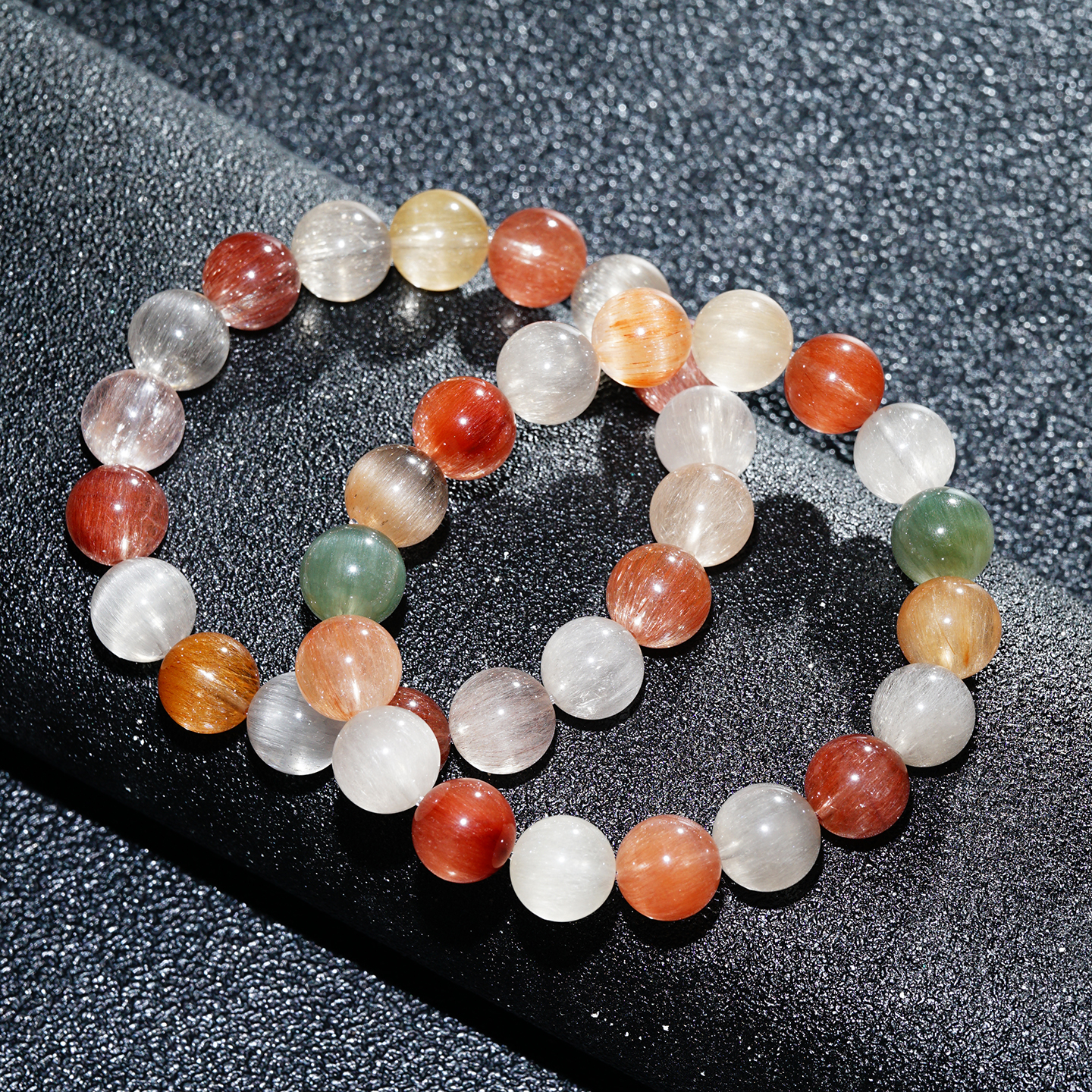 彩兔毛水晶手链粉兔毛发晶手串