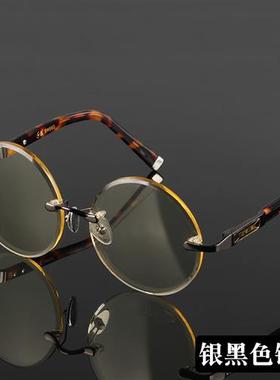 东海纯天然黄水晶竹叶光眼镜男时尚石头平青护目太阳镜防辐蓝射光