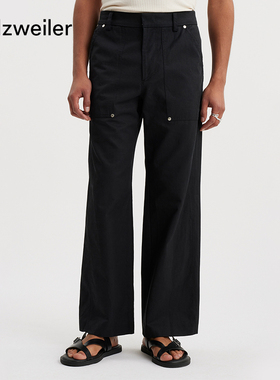 Holzweiler男士黑色宽松Lopa工装风多袋长裤