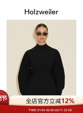 Holzweiler女士黑色高领设计Moona连衣裙