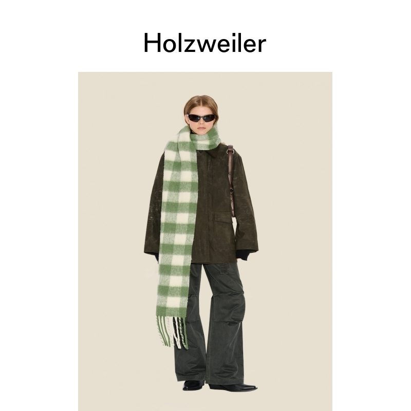【新品发售】Holzweiler男女同款25春夏新款Aster格纹围巾