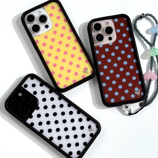 高版本Wildflow黑白/棕色/黄色波点手机壳适用iPhone17/16ProMax苹果15/14Plus硬壳小众高端防摔保护套WF新款