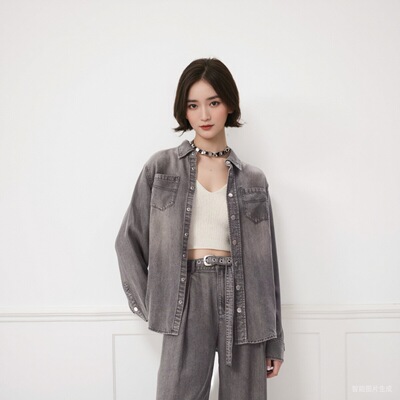 IROoir宽松法式单排多扣莱赛尔